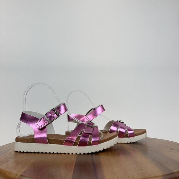 New Big Kids Girls Nina Lacey Metallic Pink Strappy Platform Sandals Size 2 Y - Picture 1 of 9